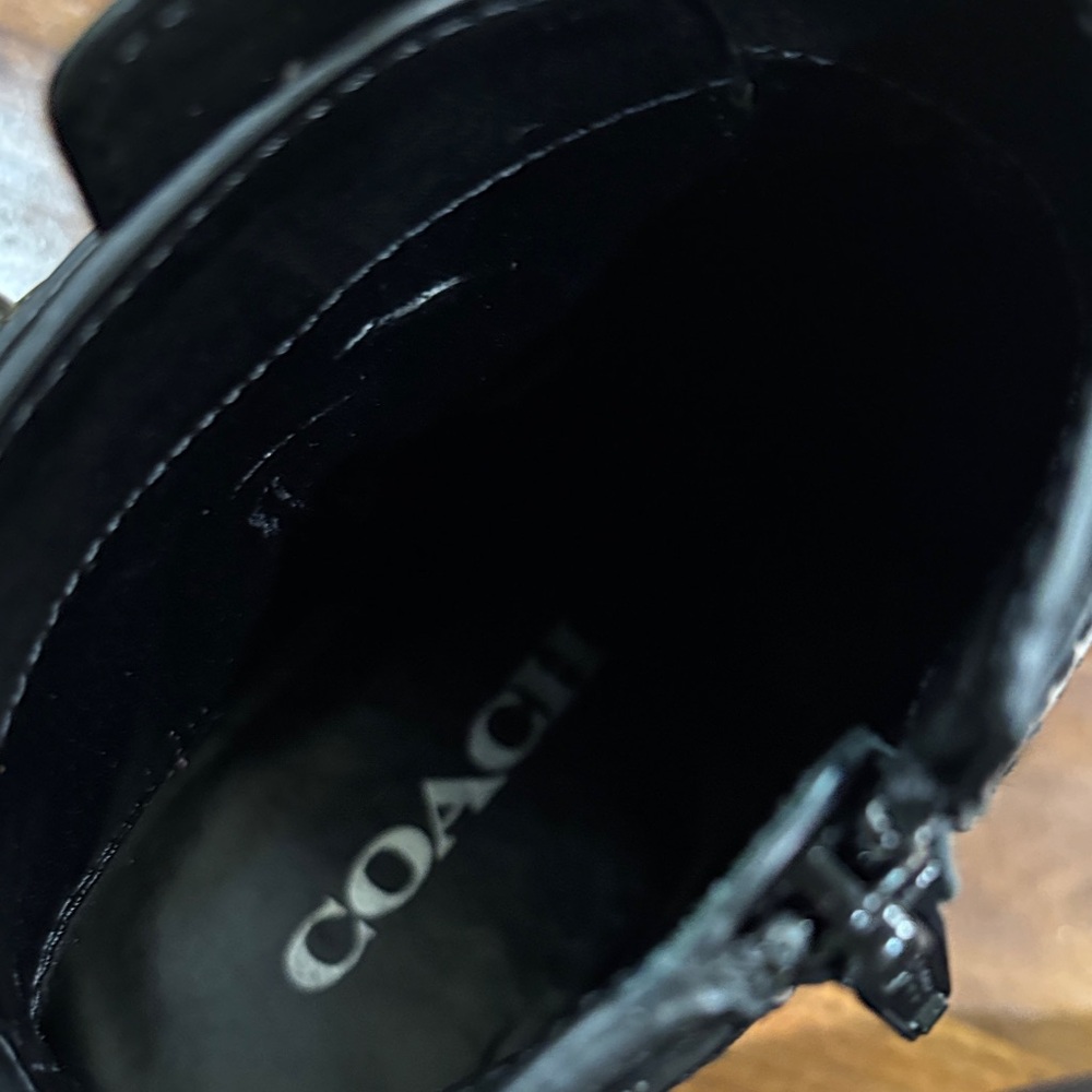 Coach Black Ankle Booties with Textured Strap - Picture 6 of 7